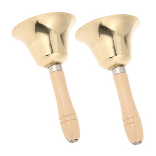 SEWACC 2 Stück Lauter Handglocke mit Holzgriff Antirutsch Serviceglocke für Hochzeiten Partys Tiertraining und Unterrichtsbedarf von SEWACC