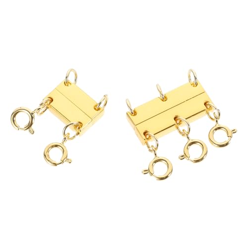 SEWACC 2 Stück Layering Halskettenverschluss aus Langlebigem Legierungsmetall Kompakt und Leicht Verhindert Verheddern für DIY Schmuck Armbänder und Mehr Goldfarbener Magnetverschluss von SEWACC