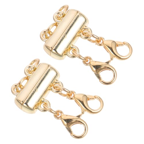 SEWACC 2 Stück Magnetischer Schmuckverschluss Goldfarbene Legierung Kettenverschluss für DIY Mehrlagige Halsketten und Armbänder Einfach zu Befestigen Langlebig und Elegant von SEWACC