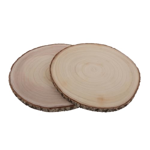 SEWACC 2 Stück Natürliche Holzscheiben Unbehandelt Rustikale Baumscheiben für Diy Handwerk Tischmalerei Hochzeit Weihnachtsdeko von SEWACC