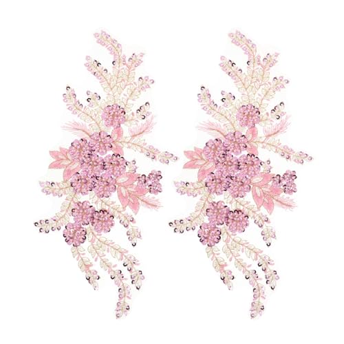 SEWACC 2 Stück Pailletten Bordüren zum Aufnähen für Hochzeitskleider Diy Nähprojekte und Festliche Outfits Rosa von SEWACC