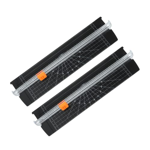 SEWACC 2 Stück Papierschneider mit Klappbarem Lineal Tragbarer Präziser Mini Papiertrimmer für Scrapbooking Basteln Foto und Kartonzuschnitt Scharfe Klinge Sicherer Schutz Schwarz von SEWACC