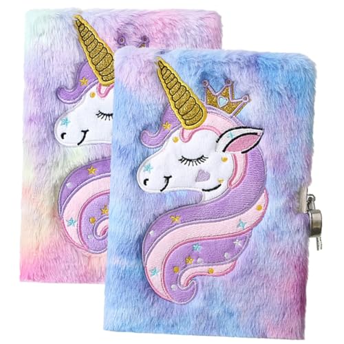 SEWACC 2 Stück Plüsch Notizbuch Teilig mit Schloss Weicher Einhorn Tagebuchumschlag für Mädchen Tragbares Flauschiges Schreibbuch für Reisen und Notizen für Teenager SEWACC 2 Stück Plüsch Notizbuch Teilig mit Schloss Weicher Einhorn Tagebuchumschlag für Mädchen Tragbares Flauschiges Schreibbuch für Reisen und Notizen für Teenager von SEWACC