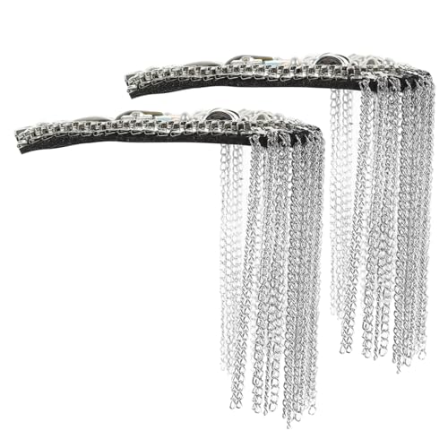 SEWACC 2 Stück Quasten Schulterklappen Silberne Metall Epauletten mit Perlen Modisches Abzeichen für Damen Herren Vintage Schmuck für Kostümparty Uniform Bühnenauftritt und Zeremonie von SEWACC