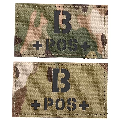 SEWACC 2 Stück Reflektierendes Blutgruppen Patch im Camouflage Design Praktische Klett Abzeichen für Notfälle Geeignet für Uniformen und Rucksäcke von SEWACC