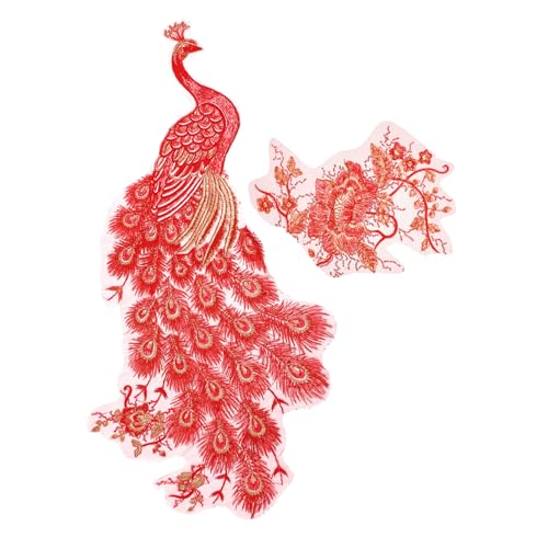 SEWACC 2 Stück Rote Stickerei Patches mit Pfau und Pfingstrose Aufbügelbare und Nähbare Applikationen für Kleidung Cheongsam Tischdecke und Heimdekoration Verzierungen SEWACC 2 Stück Rote Stickerei Patches mit Pfau und Pfingstrose Aufbügelbare und Nähbare Applikationen für Kleidung Cheongsam Tischdecke und Heimdekoration Verzierungen von SEWACC