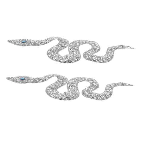 SEWACC 2 Stück Schlangenförmige Strass Aufnäher Glitzernde Hotfix Patches für Diy Mode Einfach Anzubringen Vielseitig für Kleidung Taschen und Accessoires Silberne Applikationen für von SEWACC