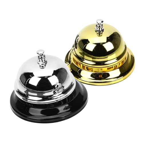 SEWACC 2 Stück Service Glocke Metall Robuste Tischglocke mit Klarem Klang Vielseitig Einsetzbar als Anruf Dinnerglocke für Restaurant Hotel Bar und Küche von SEWACC