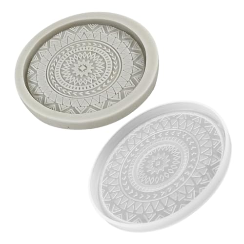 SEWACC 2 Stück Silikonform Untersetzer mit Blumenmuster Flexible DIY Bastelform für Epoxidharz Wiederverwendbare Gießform für Dekorative Cup Pads Einfach Entformbar Graue und SEWACC 2 Stück Silikonform Untersetzer mit Blumenmuster Flexible DIY Bastelform für Epoxidharz Wiederverwendbare Gießform für Dekorative Cup Pads Einfach Entformbar Graue und von SEWACC