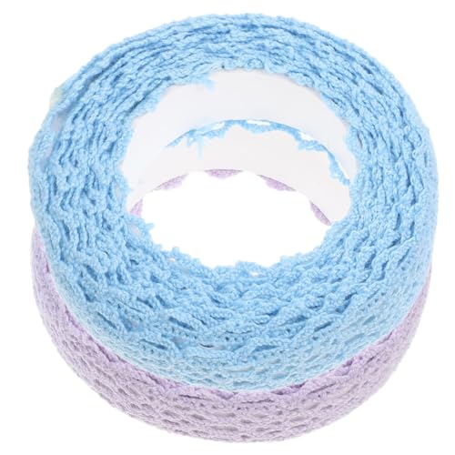 SEWACC 2 Stück Spitzenband Selbstklebend für DIY Basteln Baumwoll Bänder Blau und Helllila Klebeband für Scrapbooking und Kreative Dekorationen von SEWACC