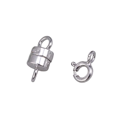 SEWACC 2 Stück Sterling Silber Magnetverschluss und Federverschluss für DIY Schmuckzubehör Hochwertige Verbindungselemente für Armbänder und Fußkettchen Silber von SEWACC