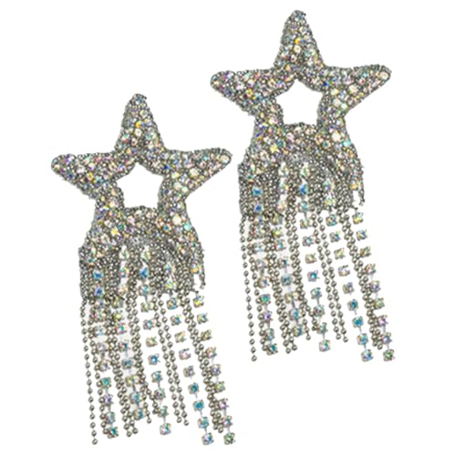 SEWACC 2 Stück Sternförmige Strass Bügelbild Patches Glitzernde Applikation zum Aufbügeln DIY Dekoration für Kleidung Taschen Schuhe Langlebig und Hautfreundlich von SEWACC