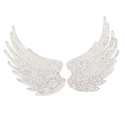 SEWACC 2 Stück Strass Kleidungsreparatur Patch mit Flügel Design Bügelapplikation für Kostüme und Kleidung Dekorativer Aufnäher für DIY Projekte und Accessoires von SEWACC