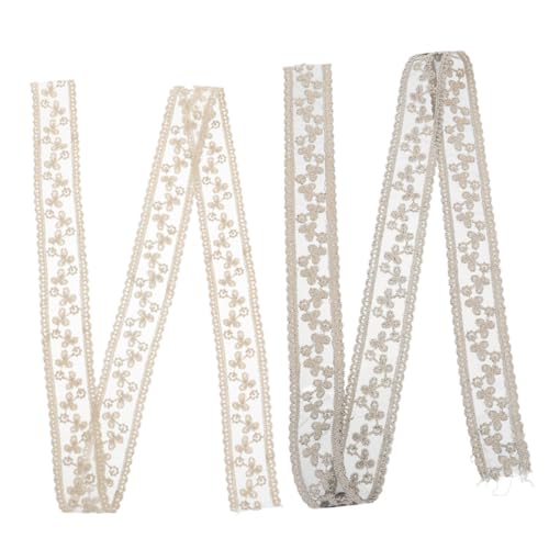 SEWACC 2 Stück Teiliges Dekoratives Bestickte DIY Schleifenbänder in Beige und Schwarz Hochwertige Bastelbänder für Haaraccessoires Geschenkverpackung und Handarbeit von SEWACC