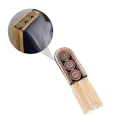 SEWACC 2 Stück Teiliges Goldene Epauletten mit Quasten Handgefertigte Metallische Schulterabzeichen Modische Kostümaccessoires für Herren Vintage Stil Auffälliges Design für Uniformen SEWACC 2 Stück Teiliges Goldene Epauletten mit Quasten Handgefertigte Metallische Schulterabzeichen Modische Kostümaccessoires für Herren Vintage Stil Auffälliges Design für Uniformen von SEWACC