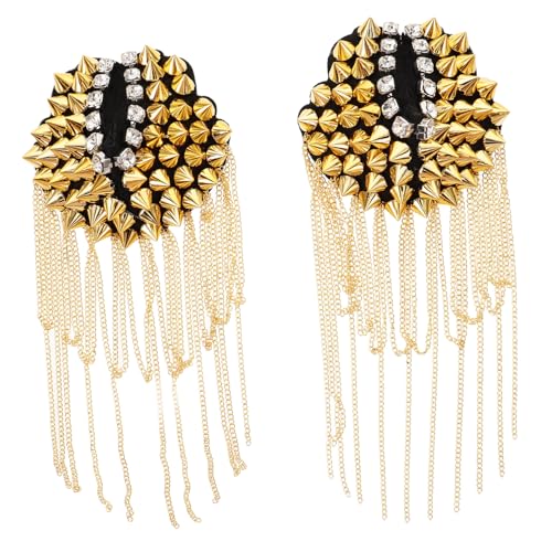 SEWACC 2 Stück Teiliges Goldene Quasten Schulterklappen Punk Epauletten mit Nieten Modische Metall Badge für DIY Kostüme Bühnenoutfits Hochzeiten und Partys Unisex Schulterdeko SEWACC 2 Stück Teiliges Goldene Quasten Schulterklappen Punk Epauletten mit Nieten Modische Metall Badge für DIY Kostüme Bühnenoutfits Hochzeiten und Partys Unisex Schulterdeko von SEWACC