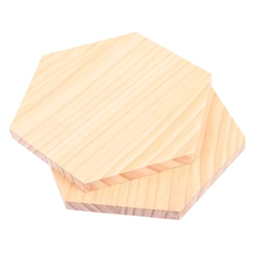 SEWACC 2 Stück Teiliges Hexagon Holzbrettchen Kantenlänge Naturbelassene Unbehandelte DIY Holzpaneele für Basteln Malen Dekoration und Kreative Holzkunst von SEWACC