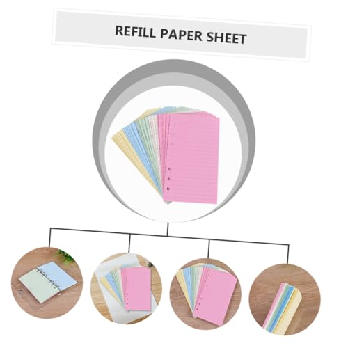 SEWACC 2 Stück Teiliges Liniert Nachfüllpapier für Ringbuch Buntes Einzelnes Papier Dickes Reißfestes Notizpapier für Tagebuch Planer und Journal Langlebig Farbecht von SEWACC
