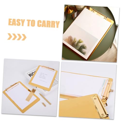 SEWACC 2 Stück Teiliges Metall Klemmbrett aus Rostfreiem Stahl Leicht und Elegante Goldene Schreibunterlage für Büro Dokumentenablage und Mobiles Schreiben Vielseitiger Organizer für von SEWACC