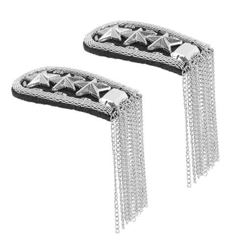 SEWACC 2 Stück Teiliges Quasten schulterepaulettenset Silber Elegante Kostüm dekoration mit Sternen design Modische Blazer accessoires für Besondere Anlässe und DIY handarbeiten von SEWACC
