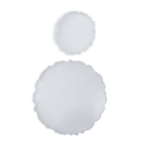 SEWACC 2 Stück Teiliges Rundes Silikon tablett DIY Epoxidharz Serviertablett Form Langlebige Antihaftbeschichtete Silikonform für Obstschale Kaffeetablett und Handgefertigte Ablage von SEWACC