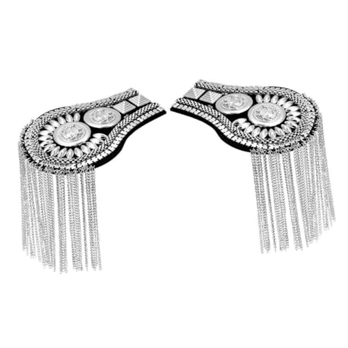 SEWACC 2 Stück Teiliges Schulterbrett Silber Quasten Broschen für Damen Herren Modische Kostüm Accessoires aus Langlebiger Zinklegierung Leicht und Einfach zu Tragen für Anzüge und SEWACC 2 Stück Teiliges Schulterbrett Silber Quasten Broschen für Damen Herren Modische Kostüm Accessoires aus Langlebiger Zinklegierung Leicht und Einfach zu Tragen für Anzüge und von SEWACC