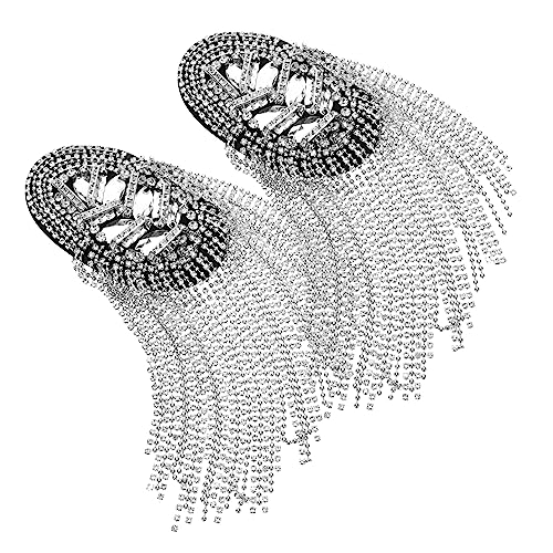 SEWACC 2 Stück Teiliges Schulterepauletten mit Strasssteinen und Modischen Quasten Silberne Applikationen für Damen Eleganter Schmuck für Anzüge und Vielseitige Kleidungsdekoration von SEWACC