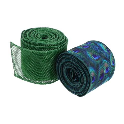 SEWACC 2 Stück Teiliges Set Grüne Dekobänder mit Drahtkante Polyester Bänder mit Pfauenfeder Vielseitig für Geschenkverpackungen Weihnachtskränze Partydekoration und Diy Handwerk SEWACC 2 Stück Teiliges Set Grüne Dekobänder mit Drahtkante Polyester Bänder mit Pfauenfeder Vielseitig für Geschenkverpackungen Weihnachtskränze Partydekoration und Diy Handwerk von SEWACC