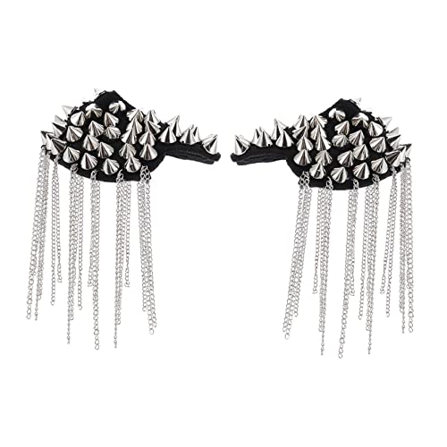 SEWACC 2 Stück Teiliges Silbernes Epaulet mit Quasten und Nieten Vintage Punk Schulterabzeichen für Kostüm Anzug und Bühnenoutfit Dekorative Schulterklappen für Männer und Frauen SEWACC 2 Stück Teiliges Silbernes Epaulet mit Quasten und Nieten Vintage Punk Schulterabzeichen für Kostüm Anzug und Bühnenoutfit Dekorative Schulterklappen für Männer und Frauen von SEWACC
