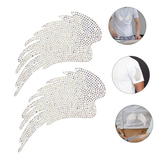 SEWACC 2 Stück Teiliges Strass Aufbügel Patch Engelsflügel Glitzernde Hotfix Applikation für DIY Kleidung Taschen Schuhe Einfaches Anbringen Textil Dekoration und Reparatur von SEWACC
