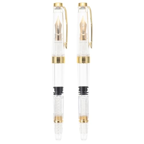 SEWACC 2 Stück Teiliges Transparentes Piston füllfederhalter Feine und Iridiumspitze Japanische Schulbedarf Nachfüllbar Sanft Schreibend für Schüler und Kalligraphie von SEWACC