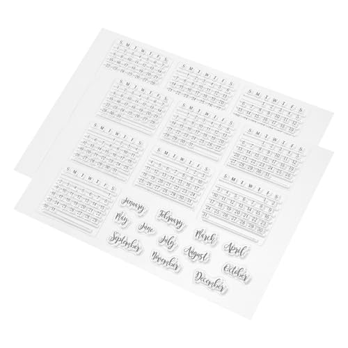 SEWACC 2 Stück Transparente Silikonstempel für Diy Planer Datumstempel für Kartenherstellung Scrapbooking und Journaling Einfach zu Verwendendes Design für Präzise Datumsplanung von SEWACC