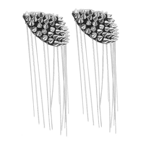 SEWACC 2 Stück Vintage Punk Style Quasten Epauletten aus Metall Coole Schulterklappen für Damen und Herren Robuste Kleidung Accessoires Auffällige Uniform Dekoration für Party und Bühne von SEWACC