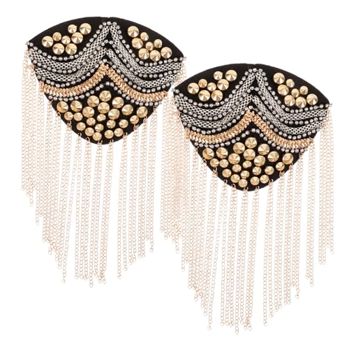 SEWACC 2 Stück Vintage Schulterepauletten Damen mit Quasten und Nieten Teiliges Auffällige Kettenapplikation Kostümdekoration für Punk und Cosplay Schwarz Goldener Look SEWACC 2 Stück Vintage Schulterepauletten Damen mit Quasten und Nieten Teiliges Auffällige Kettenapplikation Kostümdekoration für Punk und Cosplay Schwarz Goldener Look von SEWACC
