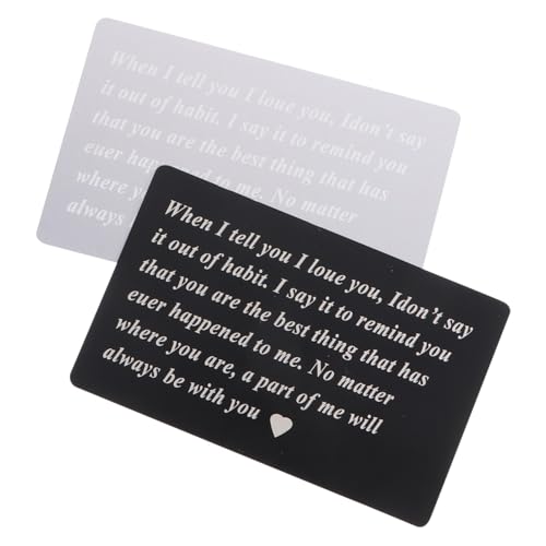 SEWACC 2 Stück Wallet Insert Cards Silber Schwarz Langlebige Gravierte Liebeserklärung Karten für Dekorative Brieftaschen Einlegekarten Romantische Jubiläumsgeschenke von SEWACC