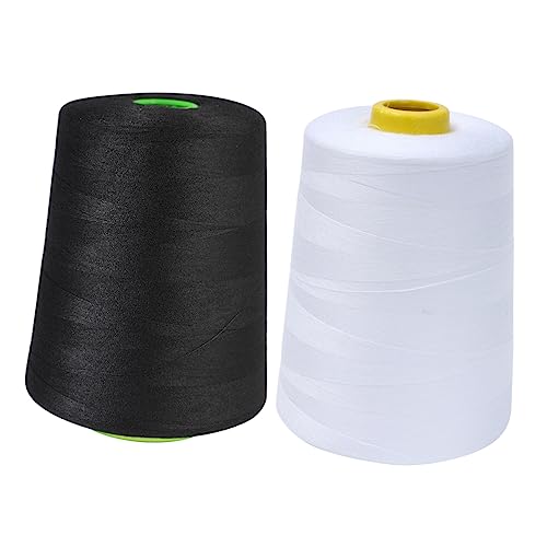 SEWACC 2 Stück Yards Polyester Nähgarn für DIY Projekte Hochbeständiges Farbenfrohes Nähgarn Schwarz und Weiß für Quilting und Bekleidungsherstellung von SEWACC