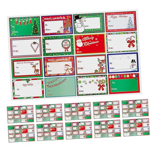 SEWACC 20 Blatt Beschreibbare Weihnachtsaufkleber Diy Bunte Selbstklebende Etiketten Beschreibbare Namensschilder für Feiertagsdekoration und Kartenbasteln von SEWACC
