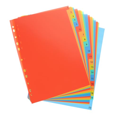 SEWACC 20 Blatt Teilig Bunte Kunststoff Registerblätter mit Löchern Langlebige Trennblätter für Ordner Vielseitige Indexseiten Organisieren von Büro und Schulunterlagen SEWACC 20 Blatt Teilig Bunte Kunststoff Registerblätter mit Löchern Langlebige Trennblätter für Ordner Vielseitige Indexseiten Organisieren von Büro und Schulunterlagen von SEWACC