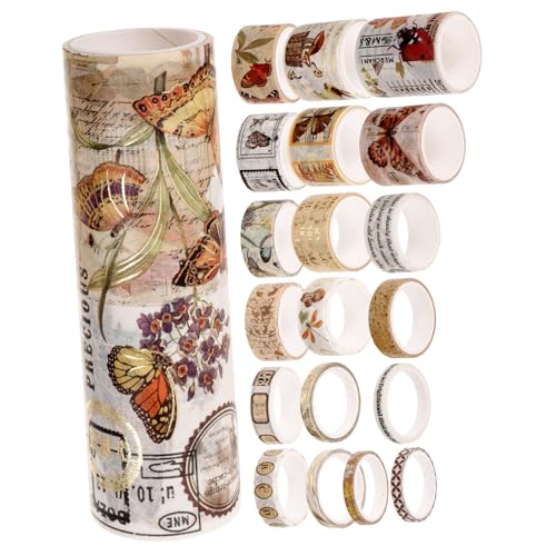 SEWACC 20 Rollen Vintage Washi Tape Breites DIY Klebeband mit Nostalgischem Design Haftstark Leicht Abreißbar für Scrapbooking Geschenkverpackung Bastelprojekte und Dekoration von SEWACC