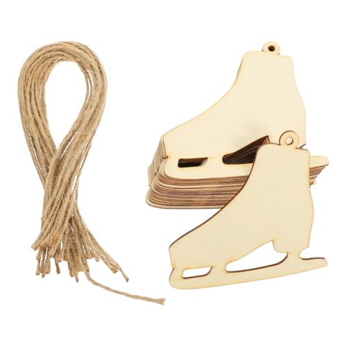 SEWACC 20 Sätze Weihnachtliche Holzanhänger Diy Glitzernde Schlittschuh Pendants für Kreative Bastelideen für Weihnachtsbaum und Raumdekoration Kindgerecht und Sicher von SEWACC