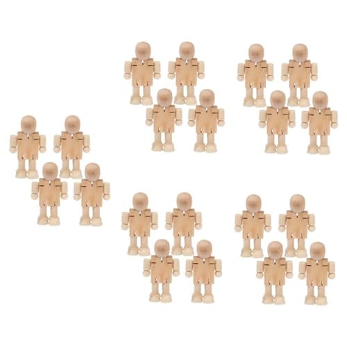 SEWACC 20 Stck. Verstellbare Holzfiguren zum Bemalen DIY Graffiti Bastelset Flexible Holzpuppen als Tischdeko Pädagogisches und Dekorative Holzroboter für Kinderzimmer und Zuhause von SEWACC