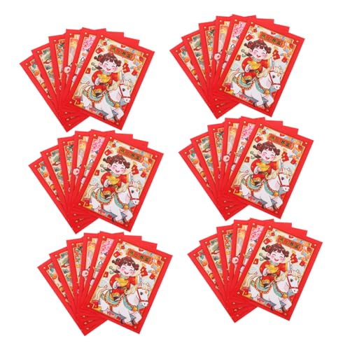 SEWACC 20 Stück Chinesische Neujahrsumschläge Karton Pferd Motiv Jahr Des Pferdes Rote Geldumschläge aus Stabilem Papier für Frühlingsfest Geburtstag Hochzeit von SEWACC