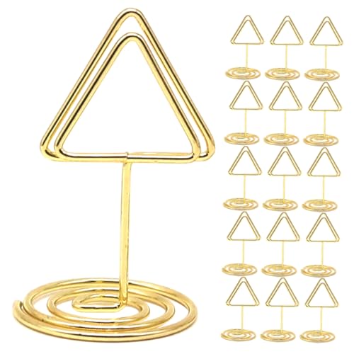 SEWACC 20 Stück Dreieckiger Memohalter Tischnummernschilder Essenskarten Für Buffettisch Tisch Steht Für Schilder Kartenhalter Stehen Hochzeitstischnummern Tabellenzahlen Eisen Golden von SEWACC