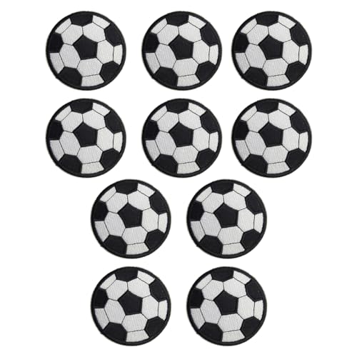 SEWACC 20 Stück Fußballform Aufnäher Stickerei Patches zum Aufbügeln DIY Reparatur Patches für Kleidung Taschen Hüte und Mehr von SEWACC