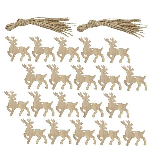 SEWACC 20 Stück Holz Elch Dekoration Teiliges Set Diy Weihnachtsbaum Schmuck Handgefertigte Geruchsneutrale Holzanhänger zum Basteln und Bemalen Recycelbar und Vielseitig Einsetzbar von SEWACC