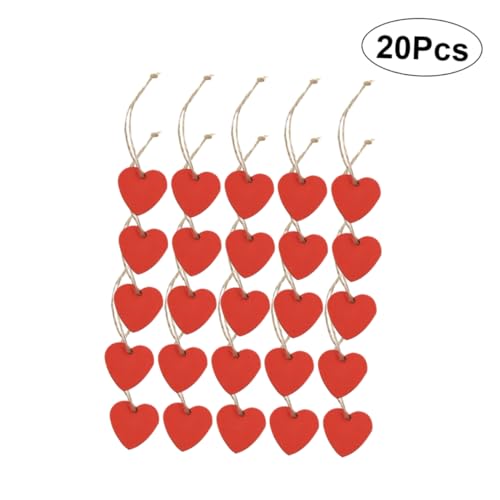 SEWACC 20 Stück Holzhandwerk Dekorationen Herzförmige Ornamente Valentines Fälschung Hochzeit Valentinstag Willkommen Winzige Hängende Herzdekorationen Schüttgut Anhänger Led Hölzern Rot von SEWACC