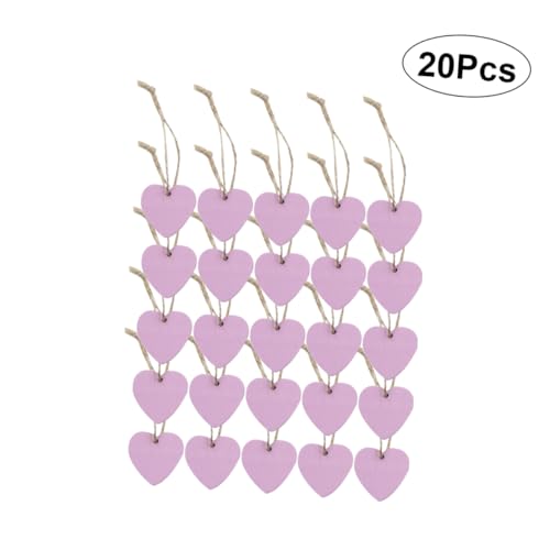 SEWACC 20 Stück Modeanhänger wohnaccessoires bastelzeug valentinsday valentine's day geschenkeidee Valentinstag-Tags Konfetti-Herzen holzhandwerk dekorationen Herzschmuck Hölzern Violett von SEWACC