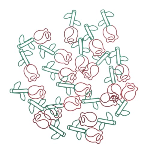 SEWACC 20 Stück Rosen Papierclips Metall Lesezeichen für Dokumentenorganisation Elegante Büroaccessoires für Hochzeit und Schule Leicht und Tragbar Kreative Büroklammern für von SEWACC