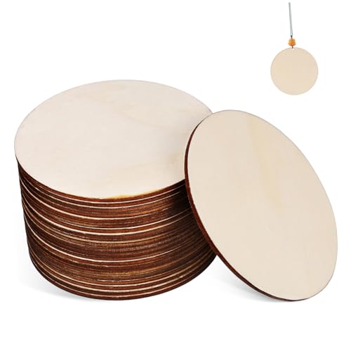 SEWACC 20 Stück Runde Holzscheiben DIY Holzplatten Hochwertigem Holz für Bastelprojekte Dekoration und Kreative Kunstwerke für Malerei und Gravur von SEWACC