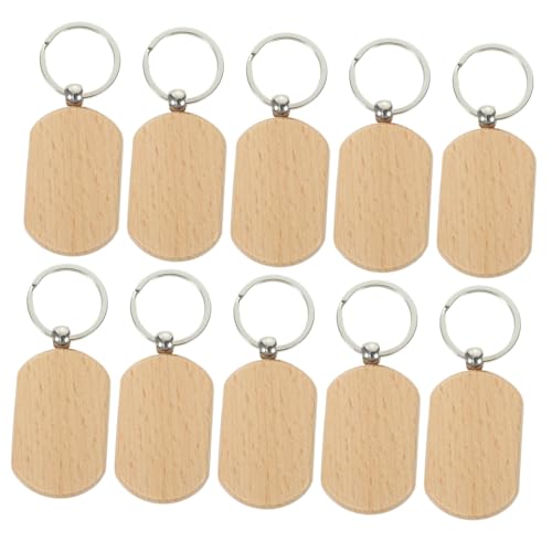 SEWACC 20 Stück Teiliges Beschriftbarer Holz schlüsselanhänger Unlackierte Schlüsselringe aus Buchenholz DIY Rohlinge für Gravur Personalisierbar für Schlüssel Taschen Geschenke von SEWACC
